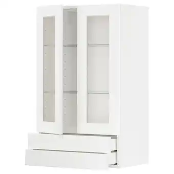 IKEA Metod / maximera bovenkast m 2 vitrinedeuren/2 lades, wit enköping/wit houteffect, 60x100 cm aanbieding