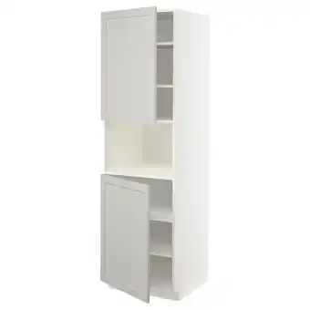 IKEA Metod hoge kast magn m 2deur/plank, wit/lerhyttan lichtgrijs, 60x60x200 cm aanbieding