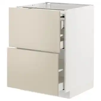 IKEA Metod / maximera onderkast uitschuifb werkbl/3 lades, wit/havstorp beige, 60x60 cm aanbieding