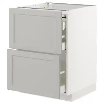 IKEA Metod / maximera onderkast uitschuifb werkbl/3 lades, wit/lerhyttan lichtgrijs, 60x60 cm aanbieding