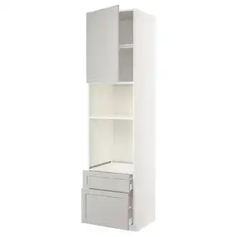 IKEA Metod / maximera hoge kast oven/magn & deur/2 lades, wit/lerhyttan lichtgrijs, 60x60x240 cm aanbieding