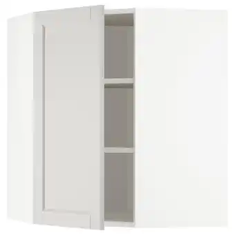 IKEA Metod bovenhoekkast met planken, wit/lerhyttan lichtgrijs, 68x80 cm aanbieding