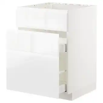 IKEA Metod / maximera onderkast spoelbak+3 front/2 lades, wit/voxtorp hoogglans/wit, 60x60 cm aanbieding