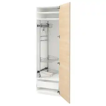 IKEA Metod / maximera hoge kast & inrichting schoonmkast, wit/askersund licht essenpatroon, 60x60x200 cm aanbieding