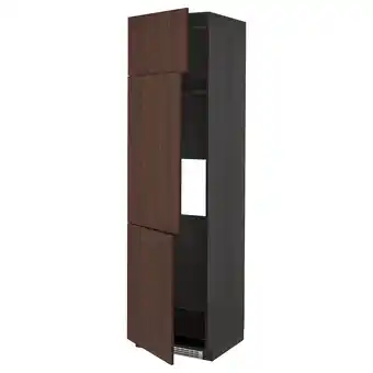 IKEA Metod hoge kast koelk/vriezer + 3 deuren, zwart/sinarp bruin, 60x60x220 cm aanbieding