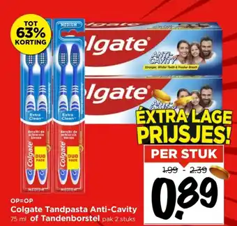 Vomar Voordeelmarkt Colgate tandapasta anti cavity 75 ml of tandenborstel aanbieding