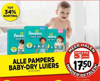 Vomar Voordeelmarkt Pampers baby dry luiers 19 - 25 stuks aanbieding