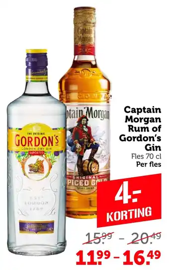 Coop Captain Morgan Rum of Gordon's Gin aanbieding