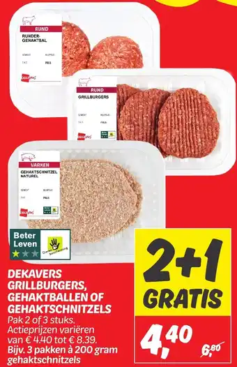 Dekamarkt Dekavers grillburgers gehaktballen of gehaktschnitzels aanbieding