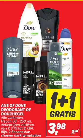 Dekamarkt Axe of dove deodorant of douchegel aanbieding