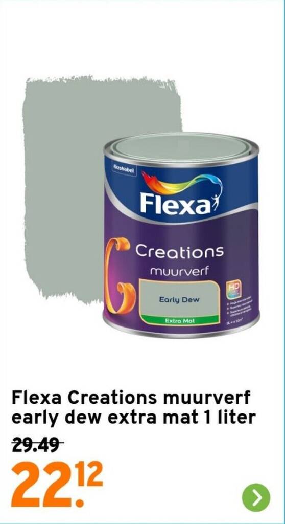 Flexa Creations muurverf early dew extra mat 1 liter aanbieding bij GAMMA
