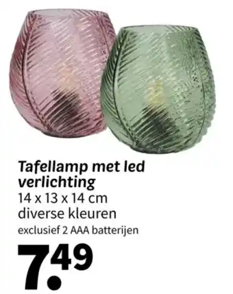 Wibra Tafellamp met led verlichting 14 x 13 x 14 cm aanbieding