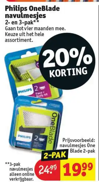 Kruidvat Philips OneBlade navulmesjes 2-en 3-pak aanbieding