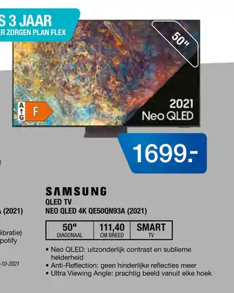 Electroworld SAMSUNG QLED TV NEO QLED 4K QE50QN93A (2021) aanbieding