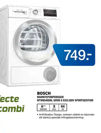 Electroworld Bosch Warmtepompdroger Wtw85495Nl Serie 6 Exclusiv Sportsedition aanbieding