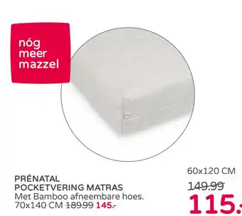 Prenatal PRÉNATAL POCKETVERING MATRAS Met Bamboo afneembare hoes. aanbieding