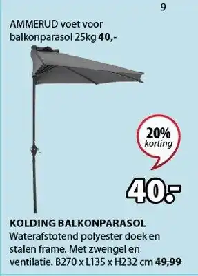 Jysk Kolding balkonparasol aanbieding