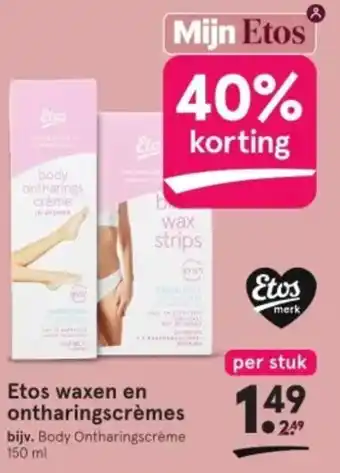 Etos Waxen en ontharingscremes 150 ml aanbieding