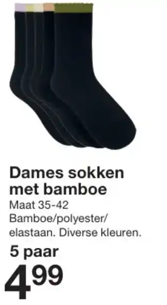 Zeeman Dames sokken met bamboe 5 paar aanbieding