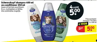 Kruidvat Schwarzkopf shampoo 400ml en conditioner 250ml aanbieding