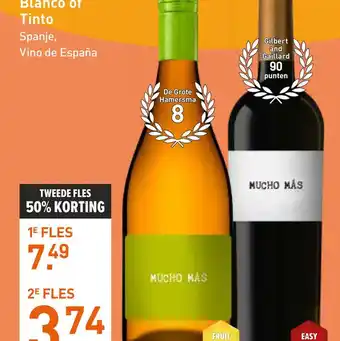 Gall & Gall Mucho Más Blanco of Tinto , 2E FLES aanbieding