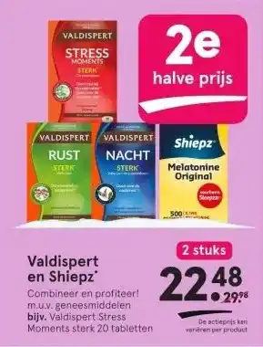 Etos Valdispert en shiepz combineer en profiteer! m.u.v. geneesmiddelen bijv. valdispert stress moments sterk 20 tabletten aanbieding