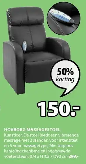 Jysk Hovborg massagestoel 74x102x90 cm aanbieding