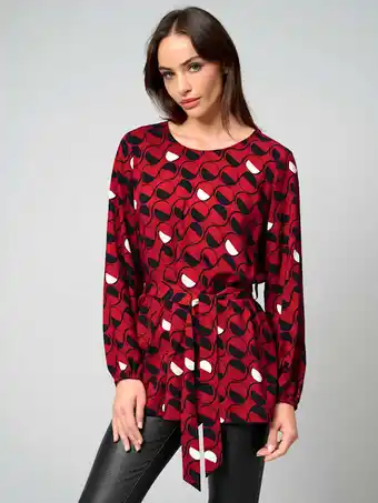 Klingel Blouse met grafisch dessin alba moda rood/zwart/steengrijs aanbieding