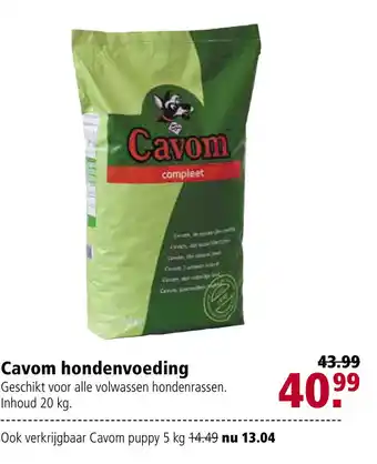 Welkoop Cavom hondenvoeding 20kg aanbieding