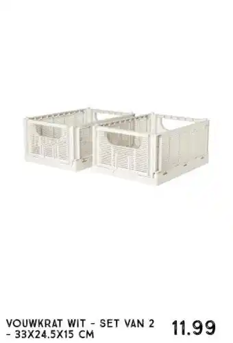 Xenos Vouwkrat wit - set van 2 - 33x24.5x15 cm aanbieding