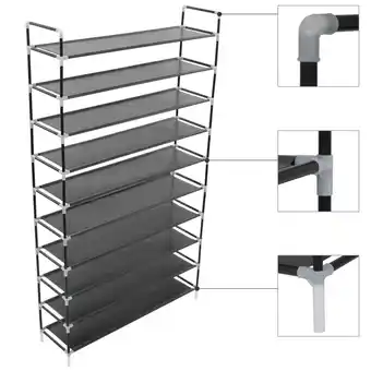 fonQ Vidaxl schoenenrek zwart 100 x 29.5 x 170 cm aanbieding