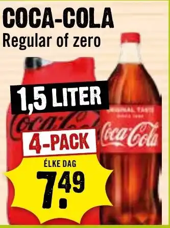 Dirck 3 Coca cola regluar of zero 1,5 liter aanbieding