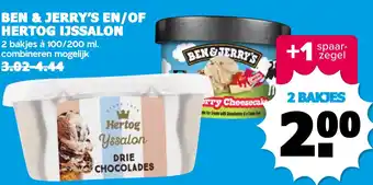 Boon`s Markt Ben & jerry's en/of hertog ijssalon aanbieding