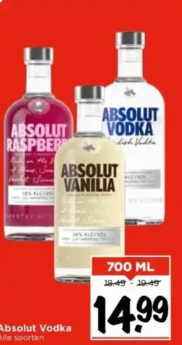 Vomar Voordeelmarkt Absolut vodka alle soorten aanbieding