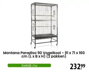 Zooplus Montana Paradiso 90 Vogelkooi L91 x B71 x H160 cm 2 pakken aanbieding