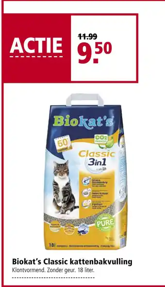 Welkoop Biokat's classic kattenbakvulling 18liter aanbieding