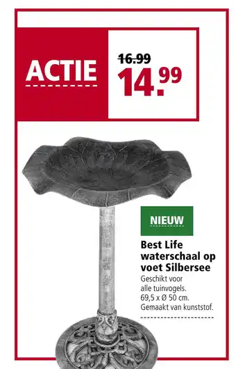 Welkoop Best Life waterschaal op voet Silbersee aanbieding