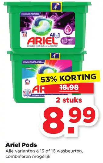 PLUS Ariel pods 2*13/16st aanbieding