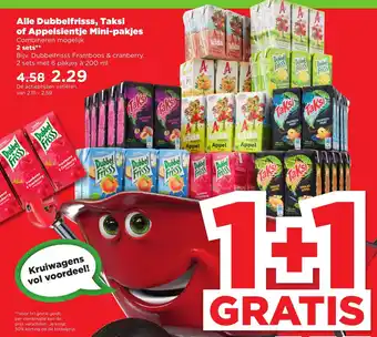 PLUS Dubbelfrisss, Taksi of Appelsientje Mini-pakjes 200ml 2*6-pack aanbieding