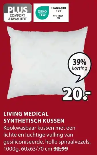Jysk LIVING MEDICAL SYNTHETISCH KUSSEN aanbieding