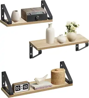 Amazon Vasagle lws033b11 wandrek, zwevende plank, 3 stuks, 2 montagemogelijkheden, hangend opbergrek, voor woonkamer, keuken, kantoo aanbieding