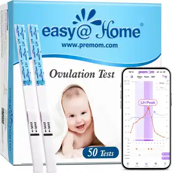 Amazon Easy@home 50 x ovulatietesten, met premom ovulatie predictor ios en android app, 50 lh strips aanbieding