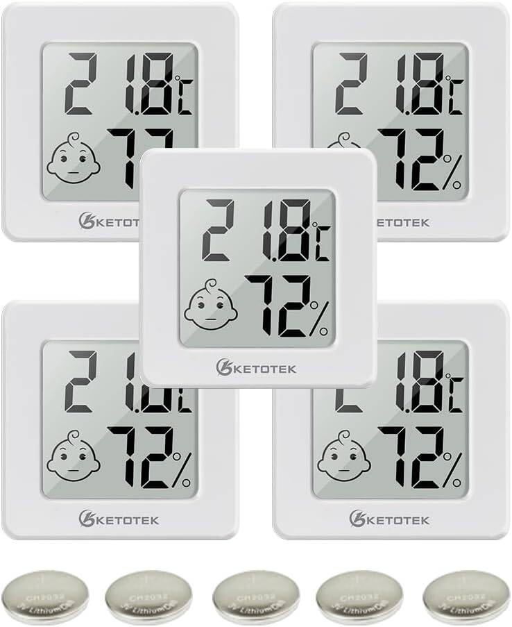 Digitales Thermo-Hygrometer, Thermometer Hygrometer Innen 6 Stück, Nizirioo Klein Temperatur und Luftfeuchtigkeitsmesser mit Display in ℉/℃, Digital Hochgenauer Temperatursensor für Innenraum Babyraum
