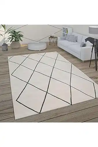 Amazon Vloerkleed woonkamer scandi ruit patroon modern wit verschillende dessins maten, maat:160x230 cm, kleur:wit 2 aanbieding