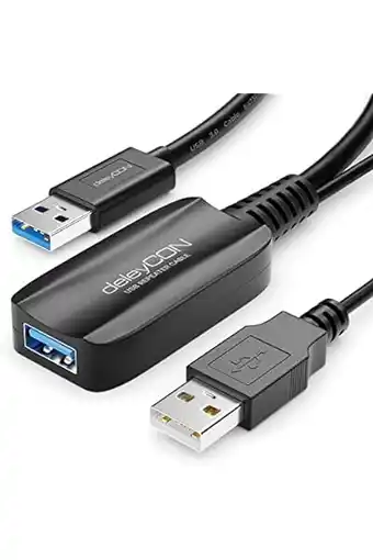 Amazon Deleycon 10m actieve usb-extensie met signaalversterker usb 3.2 gen1 (usb3.0 met 5gbit/s) usb-a naar usb-a pc computer laptop aanbieding