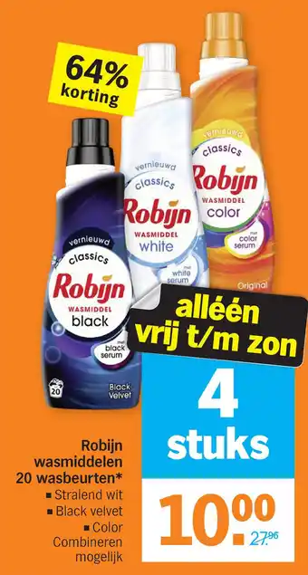 Albert Heijn Robijn wasmiddel black velvet, Stralend wit of Color aanbieding