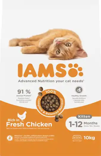 Welkoop Iams kitten & junior - kattenvoer - kip - kalkoen - 10 kg aanbieding