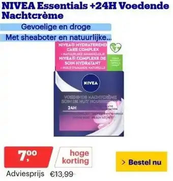 Bol.com Nivea essentials +24h voedende nachtcrème aanbieding