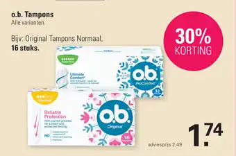 De Online Drogist o.b. Tampons aanbieding