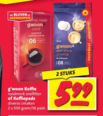 Nettorama G'woon koffie roodmerk snelfilter of koffiepads aanbieding